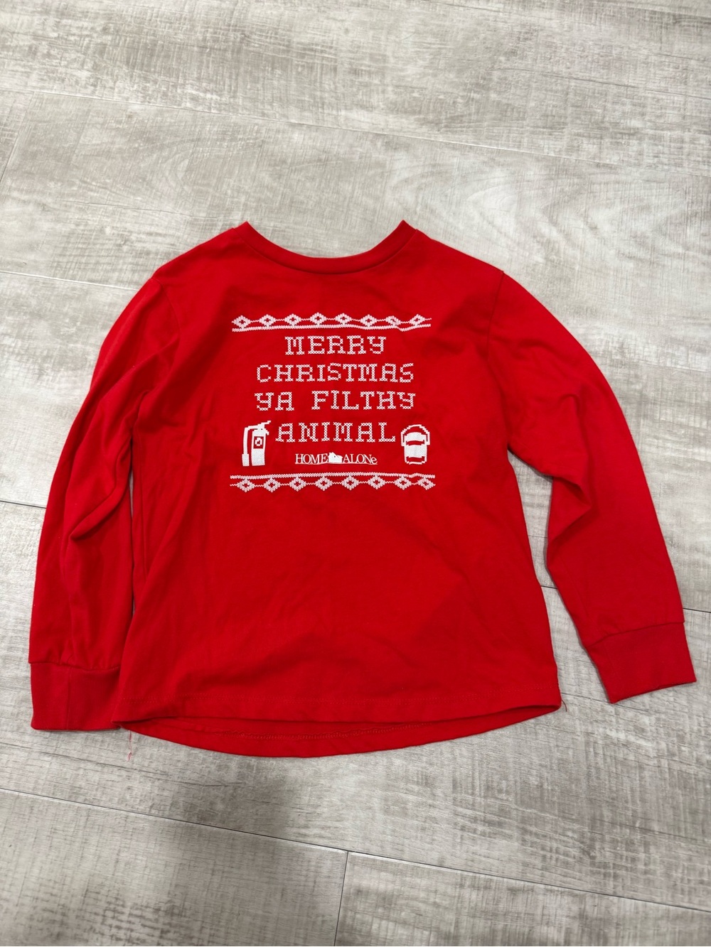 NWOT Kids Red Holiday 'Merry Christmas Ya Filthy Animal' Long-Sleeve Top